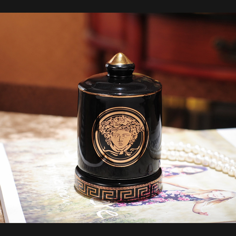 European ceramic tooth tableroom toothpick bottle household black cotton barrel swing piece gold decoration toothpick