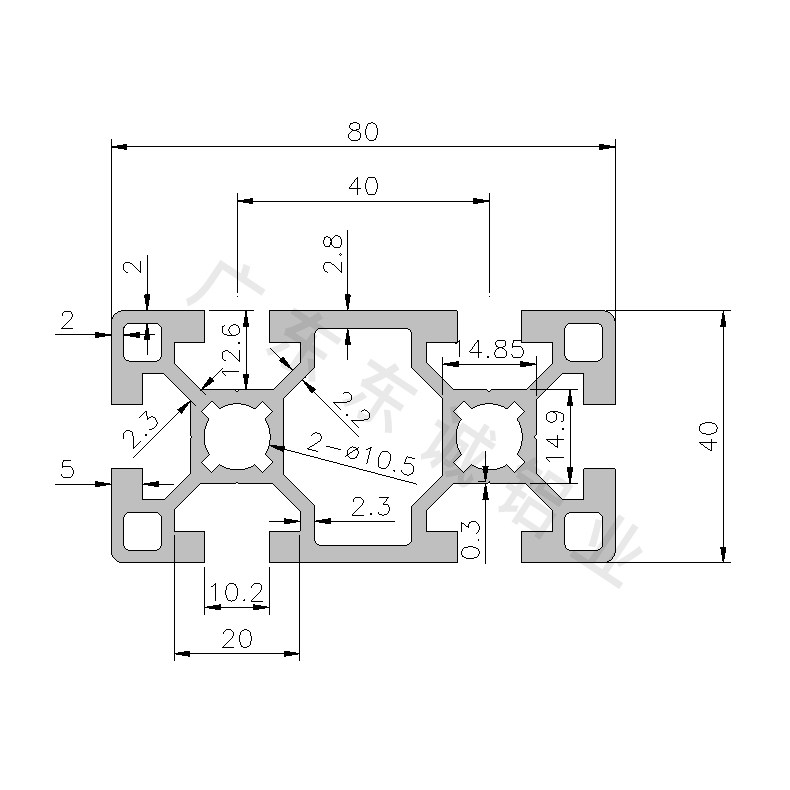 Industrial Aluminum Squeeze material 4080 groove 10 Heavy thickened Euro Pep 4080 Flower hole aluminum alloy mask Machine Line Profile