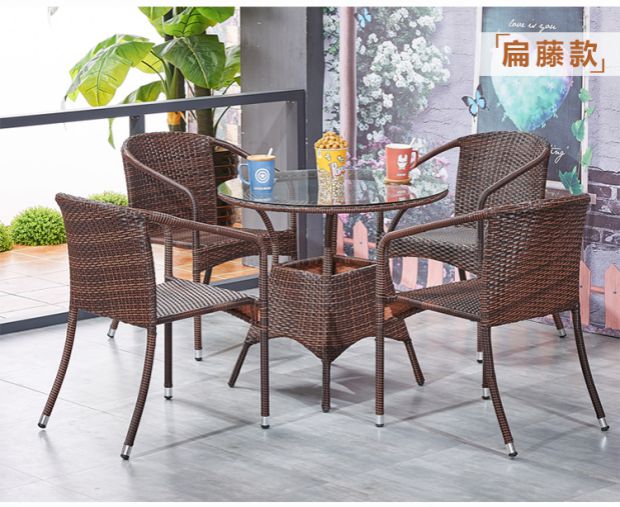 Bàn ghế ngoài trời kết hợp ô dù sân trà tráng miệng quán cafe ngoài trời giải trí mây nội thất với ô dù - Bàn ghế ngoài trời / sân bàn ghế ngoài trời nhập khẩu