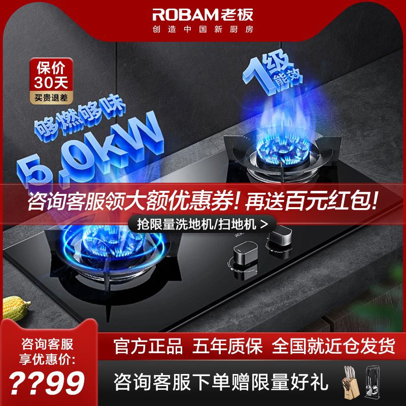 Boss Gas Stove 57B0 Gas Liquefied Gas Double Mouth Gas Stove Kitchen Home big firepower Fire Gas Cooker Flagship Store