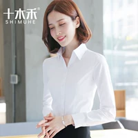 Белый лонгслив, V-образный вырез