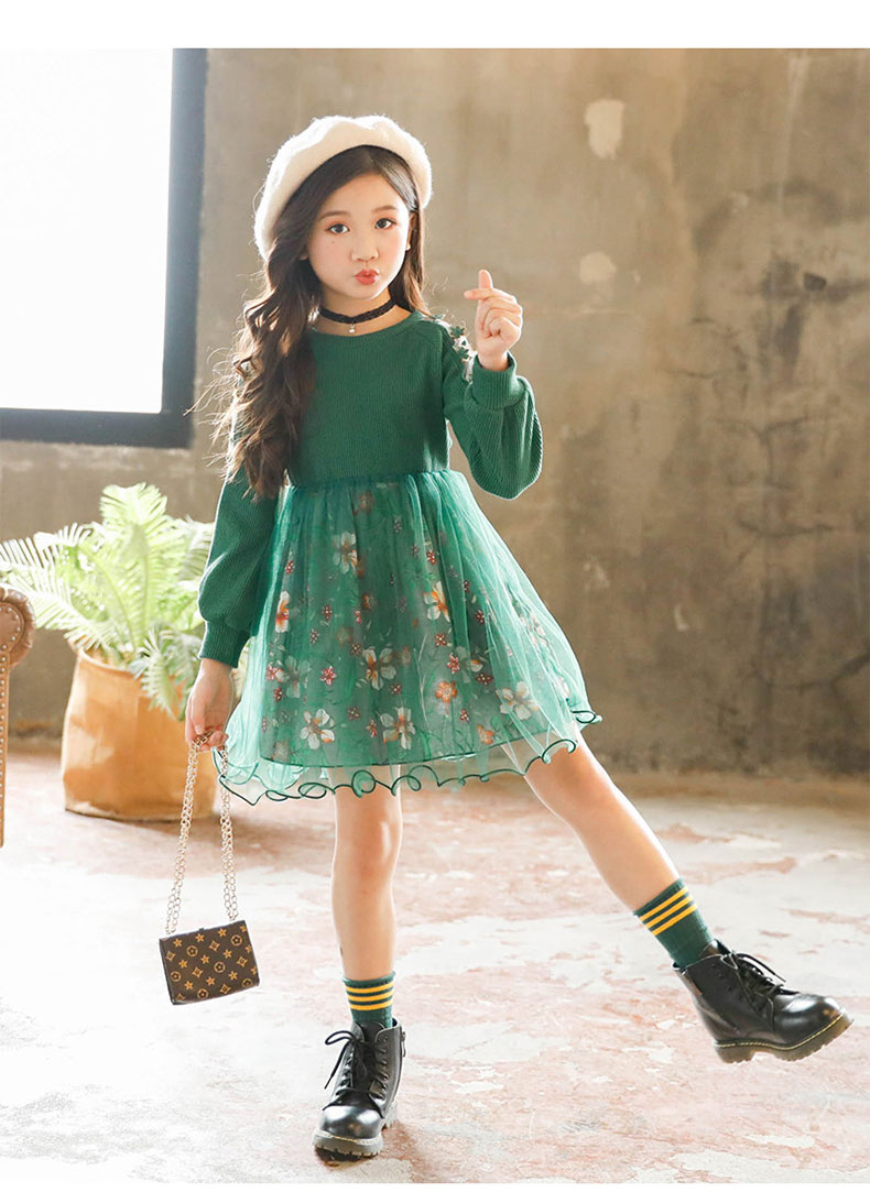Cô gái mặc quần áo mùa đông Quần áo trẻ em ở giữa váy trẻ em Cô gái cộng với váy nhung công chúa cho bé mùa thu và váy mùa đông vay dam mua he