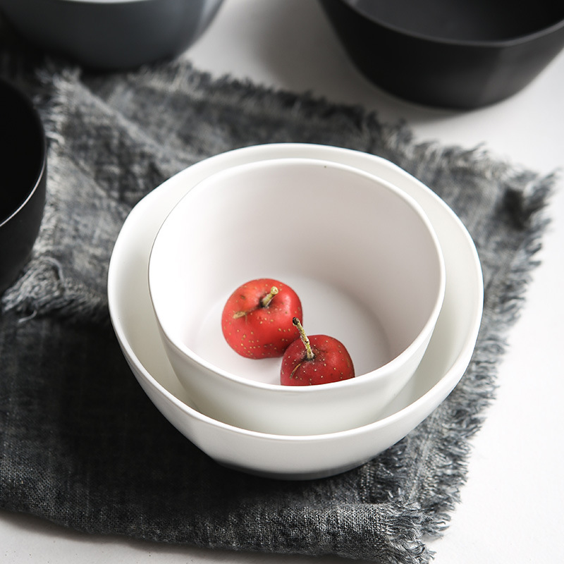 By creative valley life ceramic bowl bowl Nordic matte enrolled black western - style food fruit salad bowl bowl of household