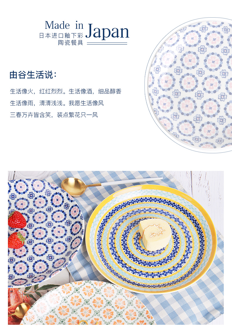 Eat dish plate household creative move is imported from Japan ceramic glaze color wavy porcelain, Japanese porcelain tableware