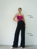 dillin dance clothes dillin modern practice training clothes V-buckle suspender top velvet one-piece dark green rose