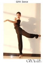 GIYA Giya stipulated examination art test top high-waisted trousers with buttons removable black practice clothes