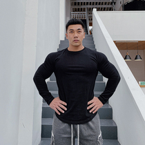 BEESTRONG autumn thin round neck cotton long sleeve Mens Fitness T-shirt sports base shirt training suit top solid color