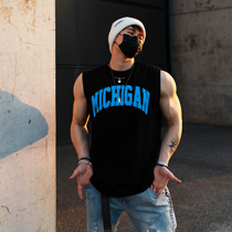 BEETSTRONG US printing short sleeve vest male speed dry breathable street sports leisure fitness suit summer