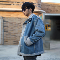 Sports warm lamb clothing windproof plus velvet loose jacket jacket jacket European and American outdoor leisure tooling locomotive cotton coat tide