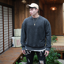 Spring loose sports sweater mens casual pullover round neck retro top fitness training running long sleeve