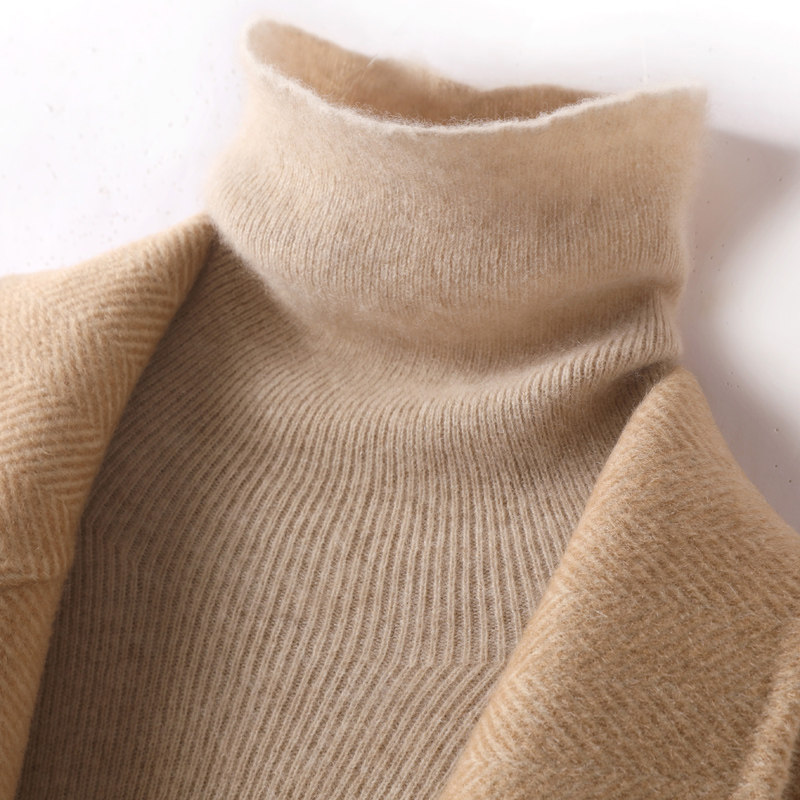 High collar wool sweater women 100 pure wool with high collar sweater knit bottom cashmere 2022 autumn winter new