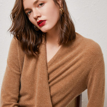 V Collar Cashmere Shirt Woman Sashimi Cross Short Sweater Womens Sleeve Head Knit Undershirt 2021 Autumn Winter New Outwear