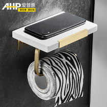 Marble tissue rack toilet roll paper holder toilet toilet paper holder light luxury mobile phone rack paper towel holder non-perforated