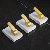 Bathroom drawing gold clothes hook Hook bathroom hardware pendant wall hanging non-perforated creative marble adhesive hook