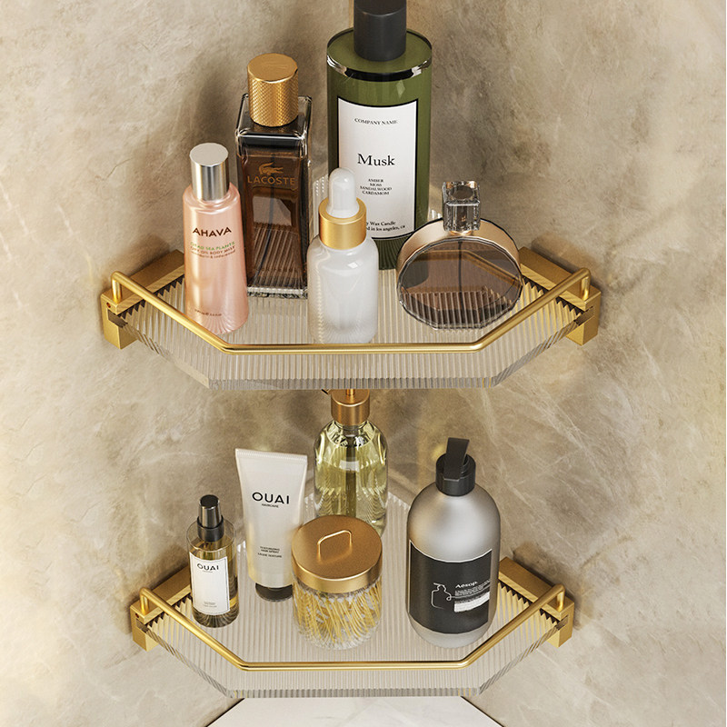 Bathroom Acrylic Tripod Wear room Space aluminum shower room Corner Gold Wash and Wash Containing Basket No Punch