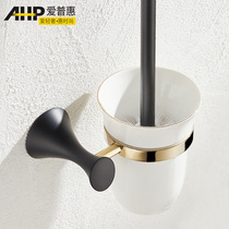 Toilet toilet brush non-hole light luxury black gold Wall Wall home toilet no dead corner brush holder set