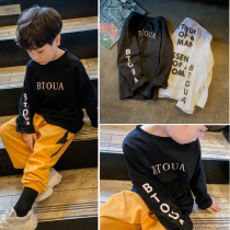 Boys  long-sleeved t-shirt pure cotton letters 2021 spring and autumn new foreign-style childrens base shirt childrens top tide