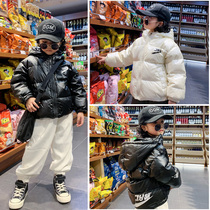 90 cashmere childrens down jacket short foreign style childrens clothing winter clothes boys and girls middle and big boys foreign style thickened shiny coat