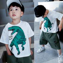 Boy short sleeve T-shirt tidal ocean air dinosaur T-shirt shirt cotton base shirt thin summer childrens clothing Korean baby Summer