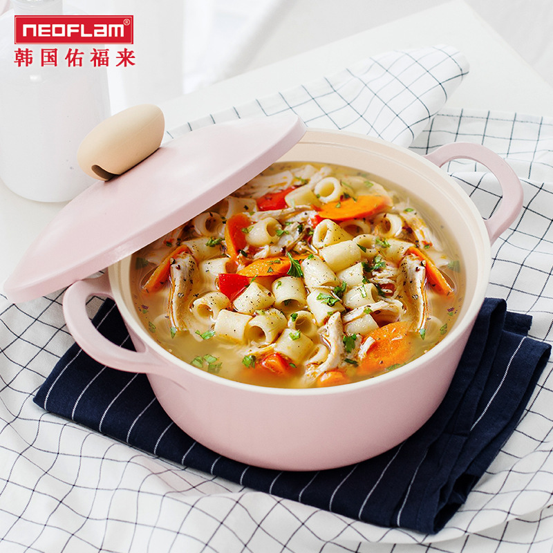 Neoflam Ceramic Soup Pot, Flat-Bottomed Pot, Large Capacity Non-Stick Pot, Stew Pot, Special Pot for Gas Stoves, Retro