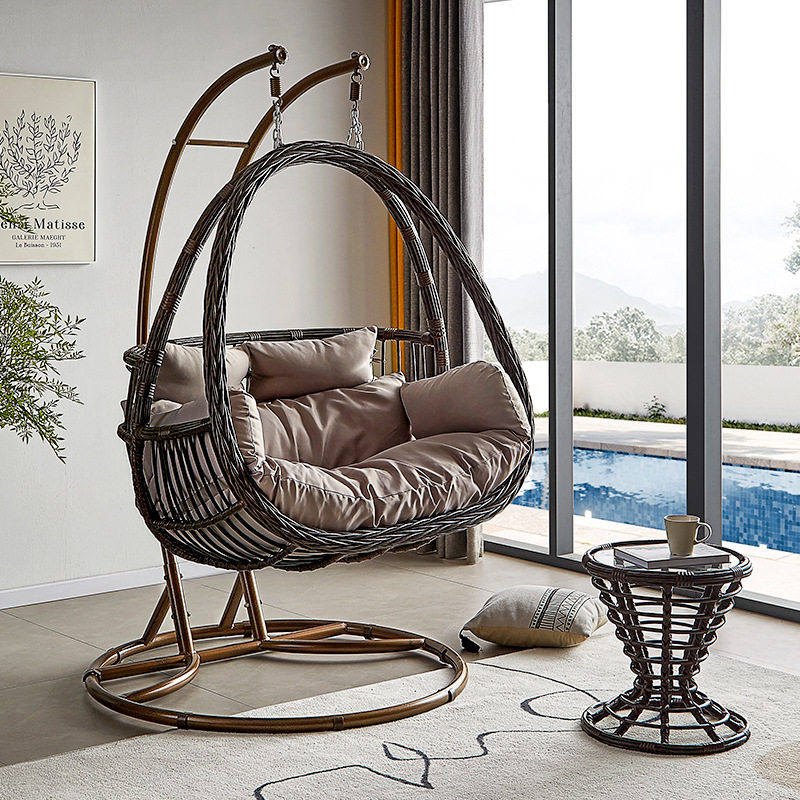 Hanging chair Home Balcony Net Red Hanging Basket Rattan Chair Bedroom Teenage Chandelia Chair Indoor Swing double Bird's Nest Cradle Chair-Taobao