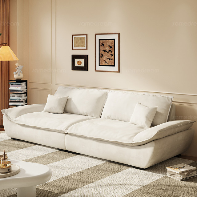 Government subsidy cream style sailing sofa living room 2025 new small apartment removable and washable double straight fabric sofa