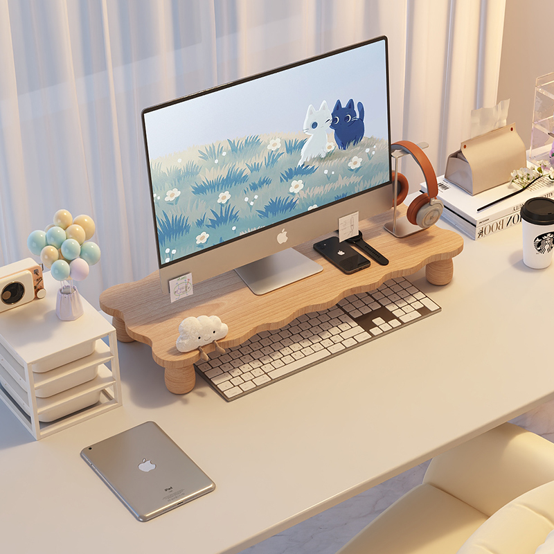 Sanmeng デスクトップコンピュータの高さ調整ラック デスクトップラック ディスプレイスタンド オフィスワークステーション ディスプレイ ストレージラック