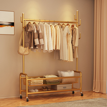 Hanghanger Ground Floor Bedroom Home Room Hanging Clothes Rack With Wheel Clothes Hanger Balcony Indoor Simple Rod Cloakhat Rack