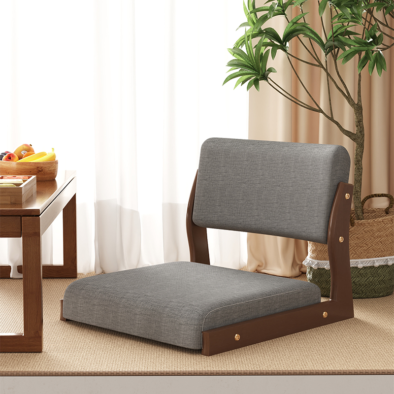 無垢材の出窓用椅子、寝室用畳ソファーベッド、背もたれ付き椅子、バルコニー用シングルチェア、脚なしレジャーチェア