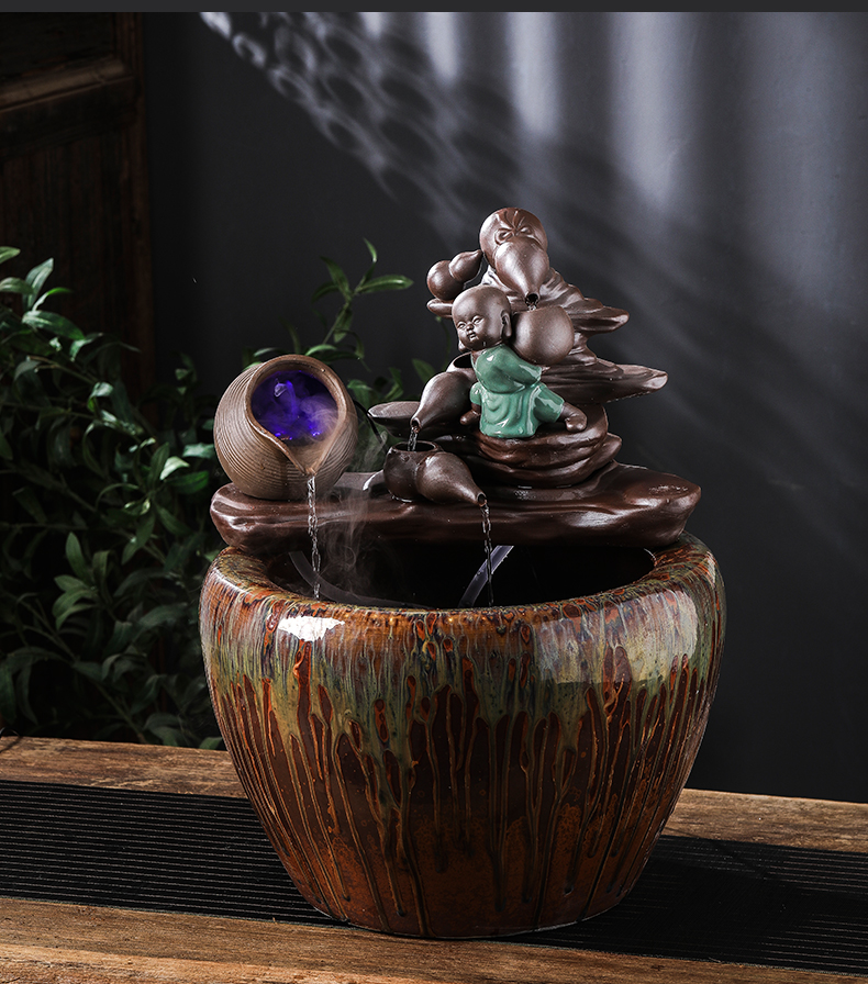 Jingdezhen ceramic furnishing articles circulating water home sitting room balcony large water tank water landing fish bowl