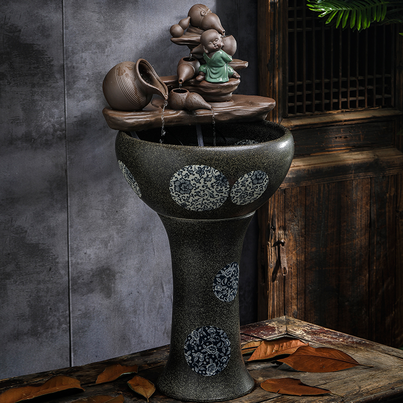 Jingdezhen ceramic aquarium filter pillar landing circular large home sitting room a goldfish bowl landscape fish bowl