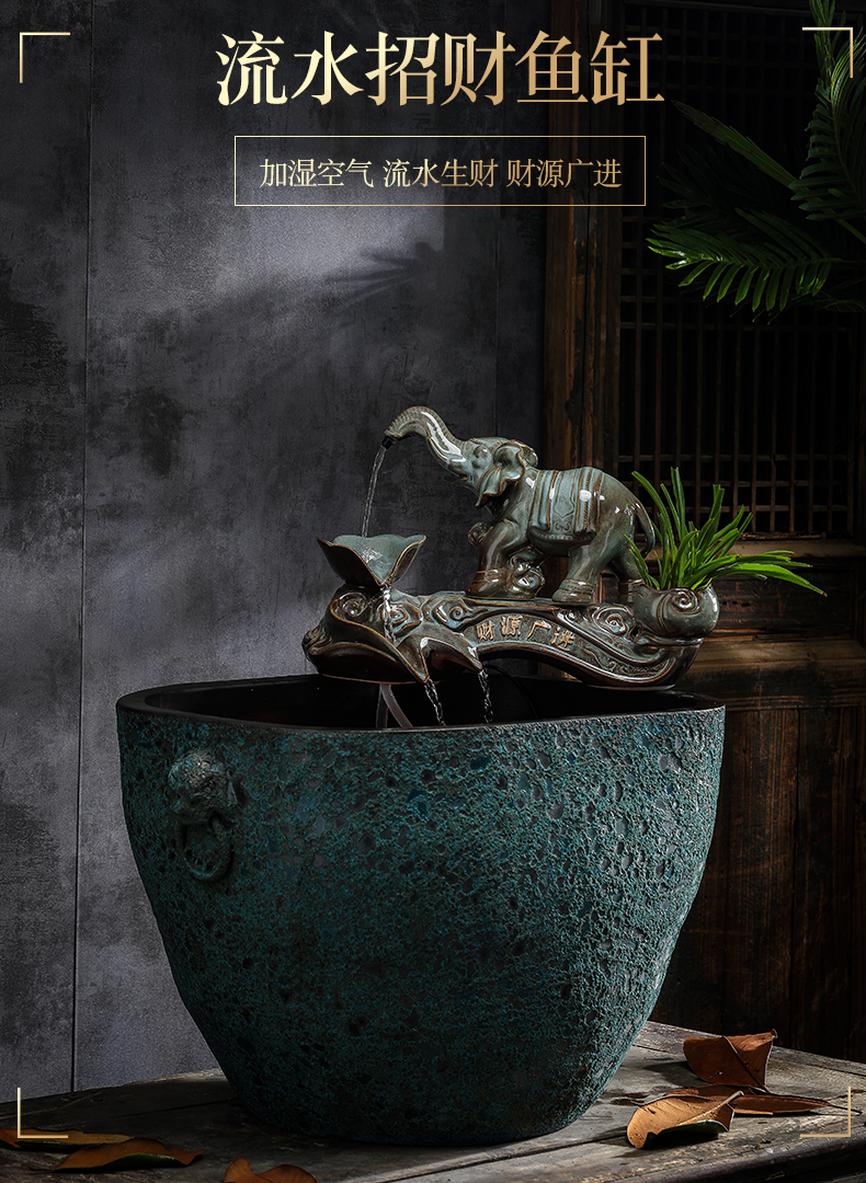 Archaize aquariums large ceramic sitting room ground of residential landscape lotus square thick TaoYang fish restoring ancient ways