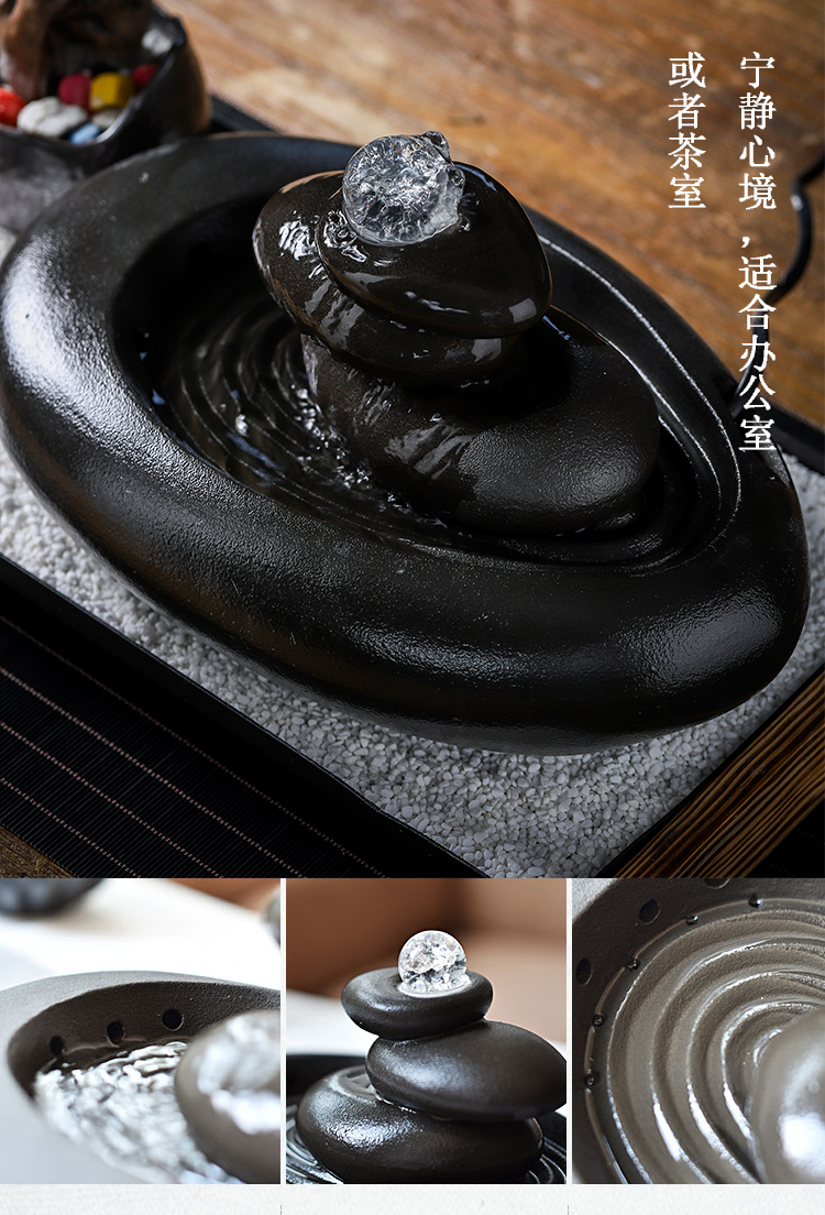 New Chinese style water apparatus zen ceramic water fountain furnishing articles feng shui wheel lucky sitting room to open the gift and the desktop