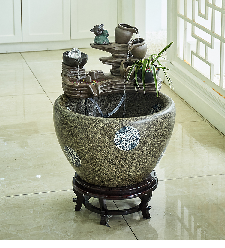 Jingdezhen ceramic goldfish bowl zen cornucopia restoring ancient ways furnishing articles tank filter water courtyard aquarium