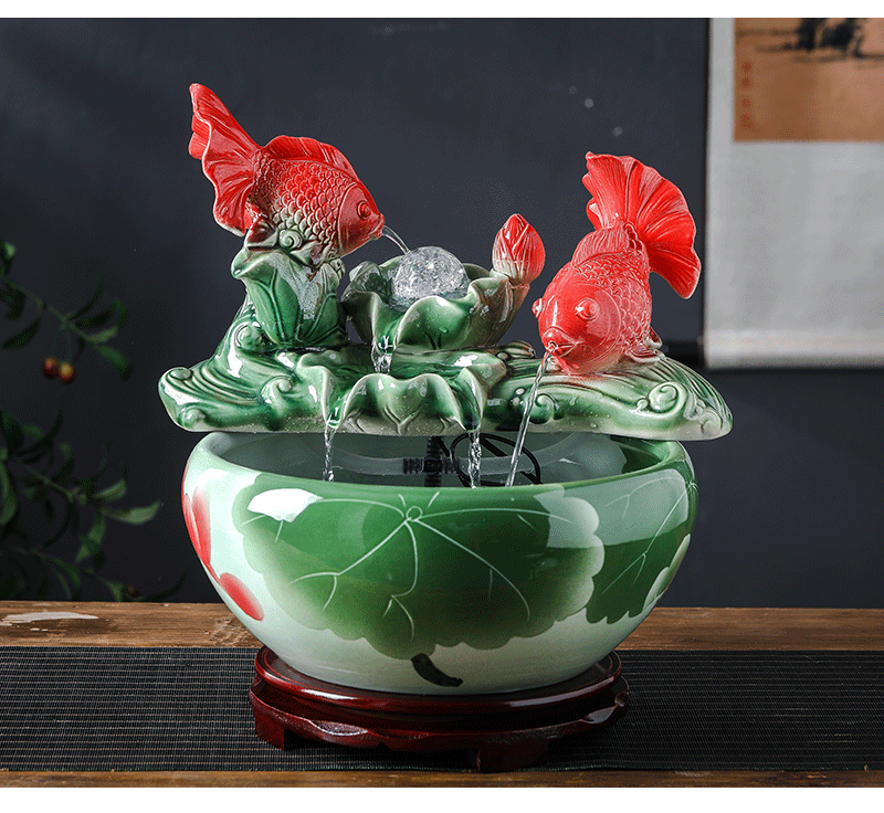 Jingdezhen ceramic water furnishing articles of Chinese style living room small fish tank feng shui plutus automatic cycle water goldfish bowl