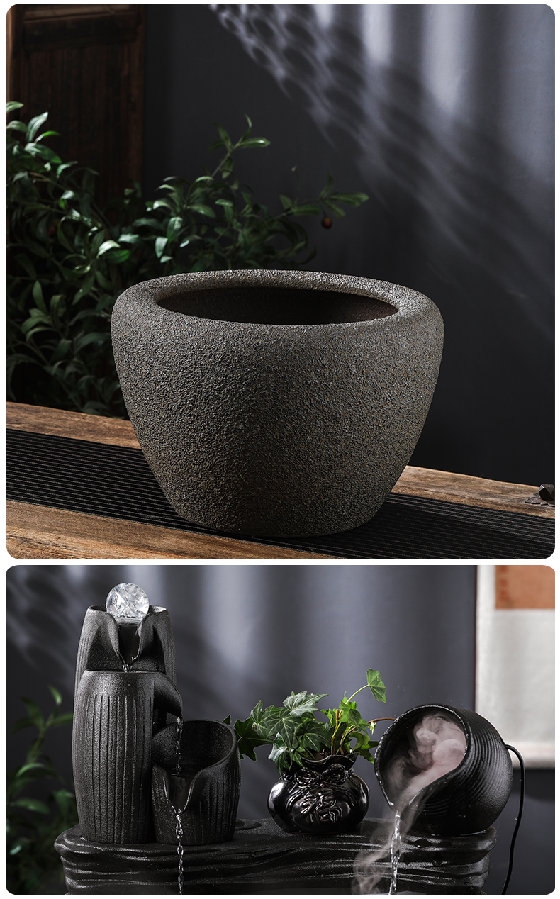Ceramic aquarium large circulating water filter sitting room balcony ground residential landscape lotus goldfish bowl