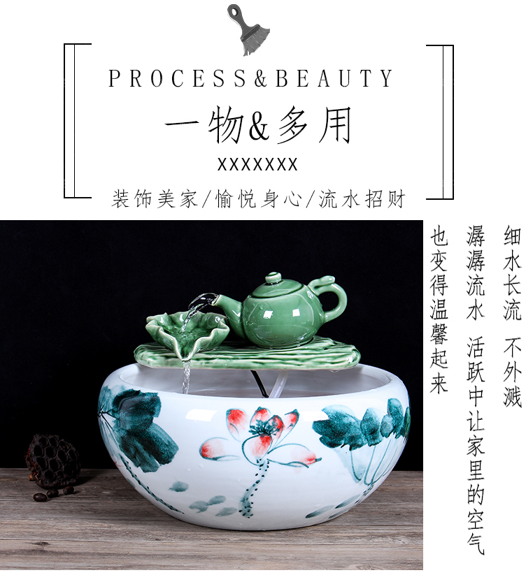 Authentic jingdezhen ceramic aquarium tank sitting room small tank water furnishing articles freehand brushwork in traditional Chinese feng shui turtle cylinder