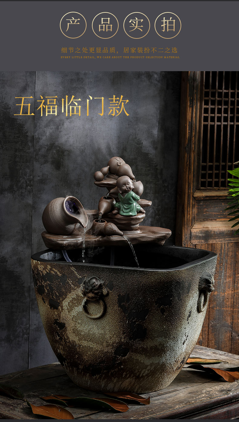 Ceramic imitation gold stone, fish tank floor living room large furnishing articles circulation automatic cycle water aquarium square