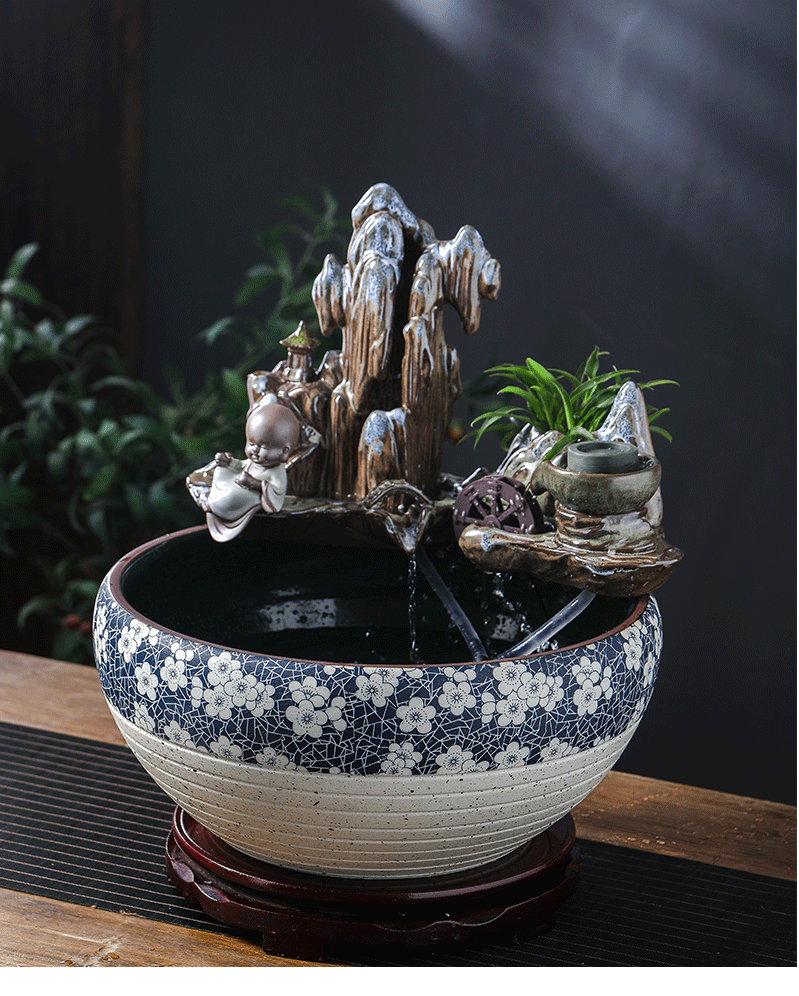 Jingdezhen ceramic aquarium desktop furnishing articles sitting room creative small rockery fountain water automatic cycle humidifier