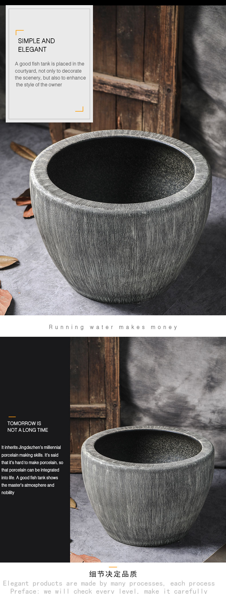 Jingdezhen ceramic aquarium fish bowl courtyard VAT sitting room balcony ground water lily lotus home aquarium restoring ancient ways