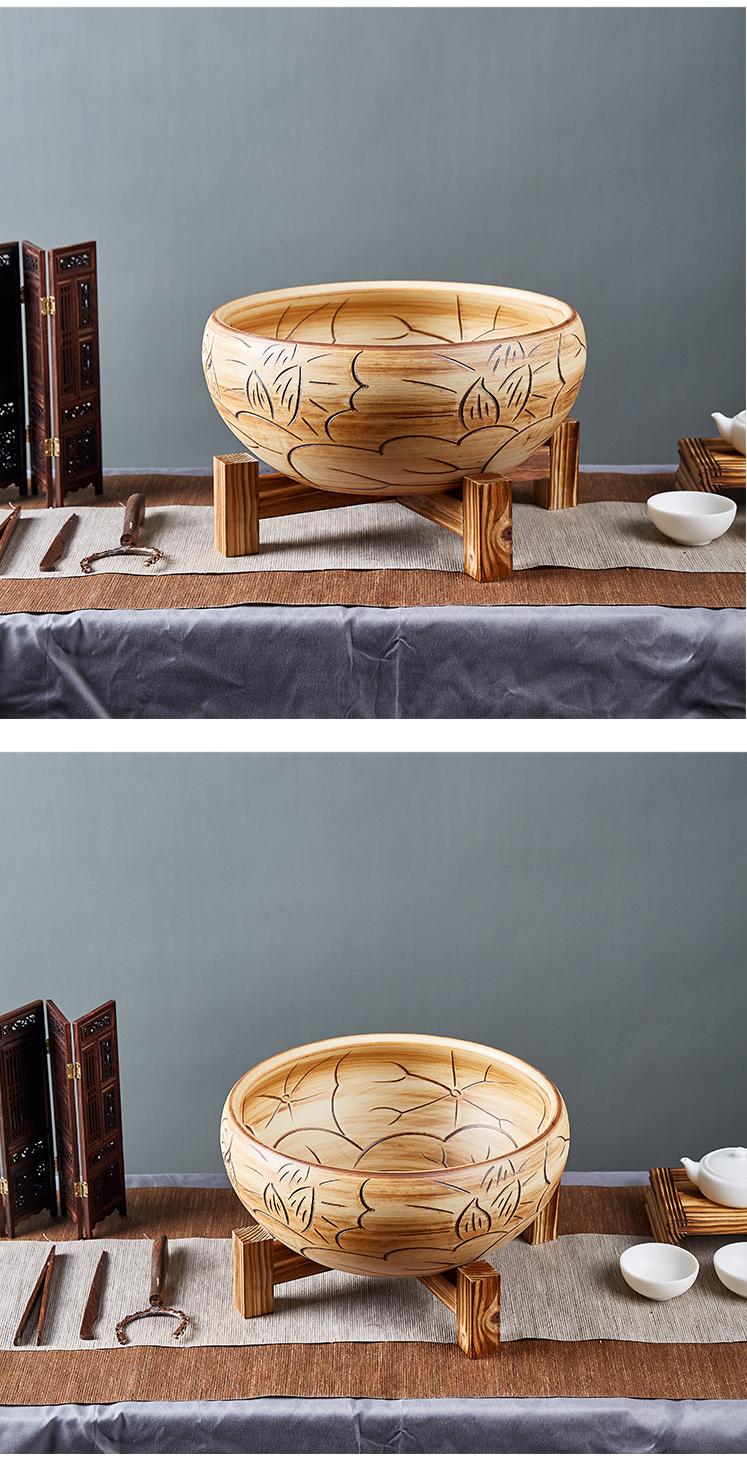 Restoring ancient ways of jingdezhen ceramic aquarium desktop sitting room of small basin of water lily bowl lotus home the tortoise cylinder fish bowl