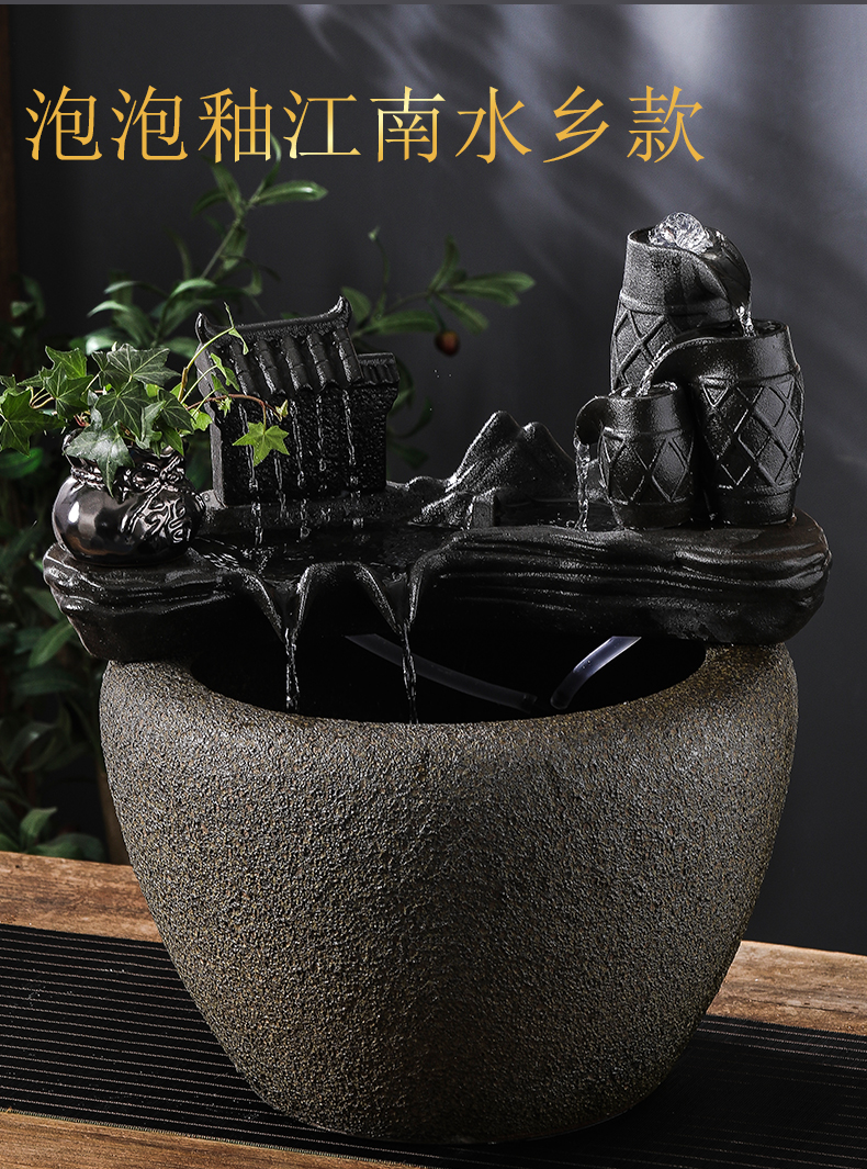 Ceramic aquarium large circulating water filter sitting room balcony ground residential landscape lotus goldfish bowl
