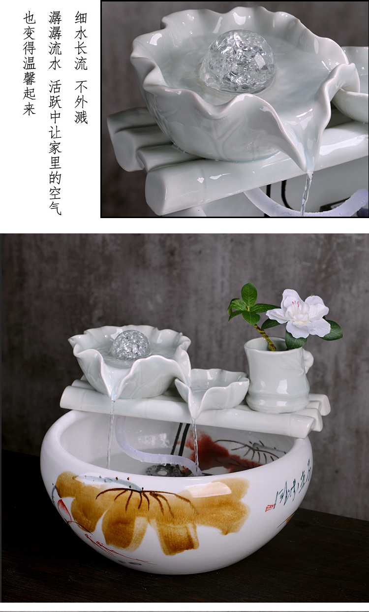 Jingdezhen creative water fountain humidifier feng shui home furnishing articles for the opening round of the sitting room office gift