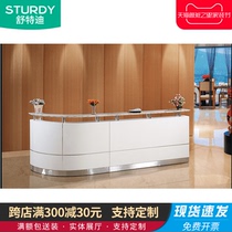 Company paint front table desk reception desk curved bar counter custom training institution service desk cashier office furniture