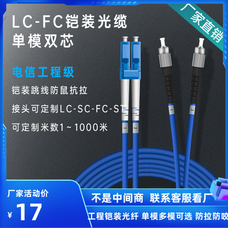 Outdoor armored fiber single-mode multi-mode dual-core 1-1000 meters custom SC LC ST FC extension cable 5 10 meters