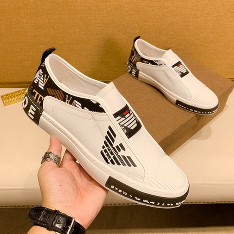 European station men's shoes 2021 new liden armani men's shoes casual sneakers leather breathable small white shoes men's tide