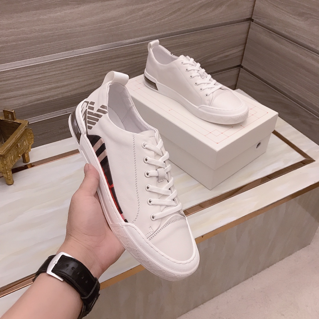 European station men's shoes 2021 new liden armani men's shoes casual sneakers leather breathable small white shoes men's tide