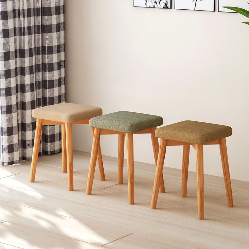 Home Small Stool Fashion Creative Little Bench Modern Minima Solid Wood Small Chair Sofa Bench Round Bench Short Bench Square Bench