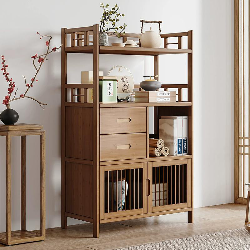 Solid Wood New Chinese Dwarf Cabinet Home Multilayer Display Shelf Living Room Floor Shelve Locker Lockers Vertical Show Shelf-Taobao