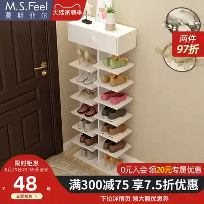 Multi-layer shoe rack, simple door, economical shoe cabinet, household indoor good-looking storage, space-saving narrow shelf